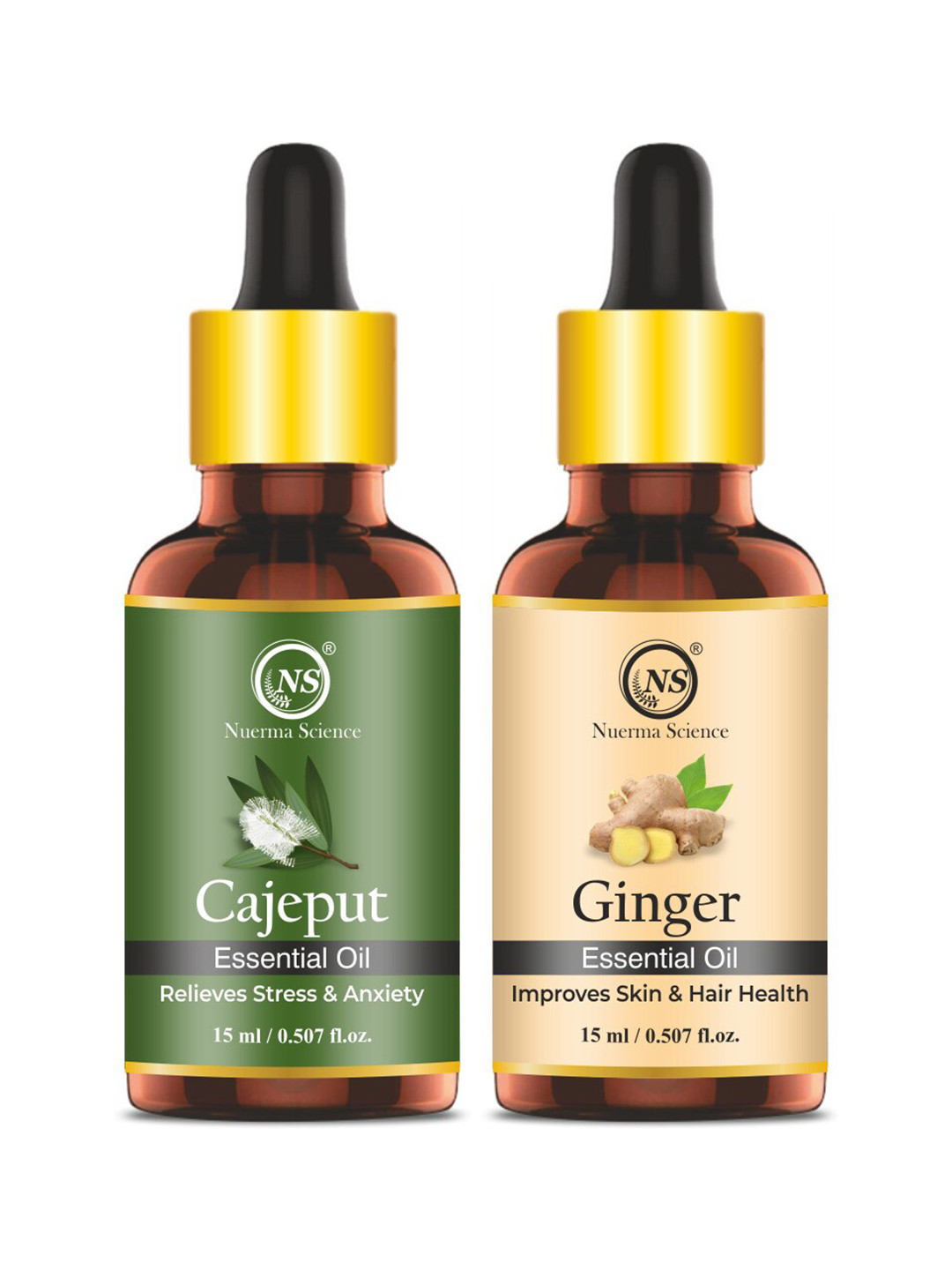 

Nuerma Science 2-Pcs Cajeput & Ginger Essential Oil - 15ml Each, Na