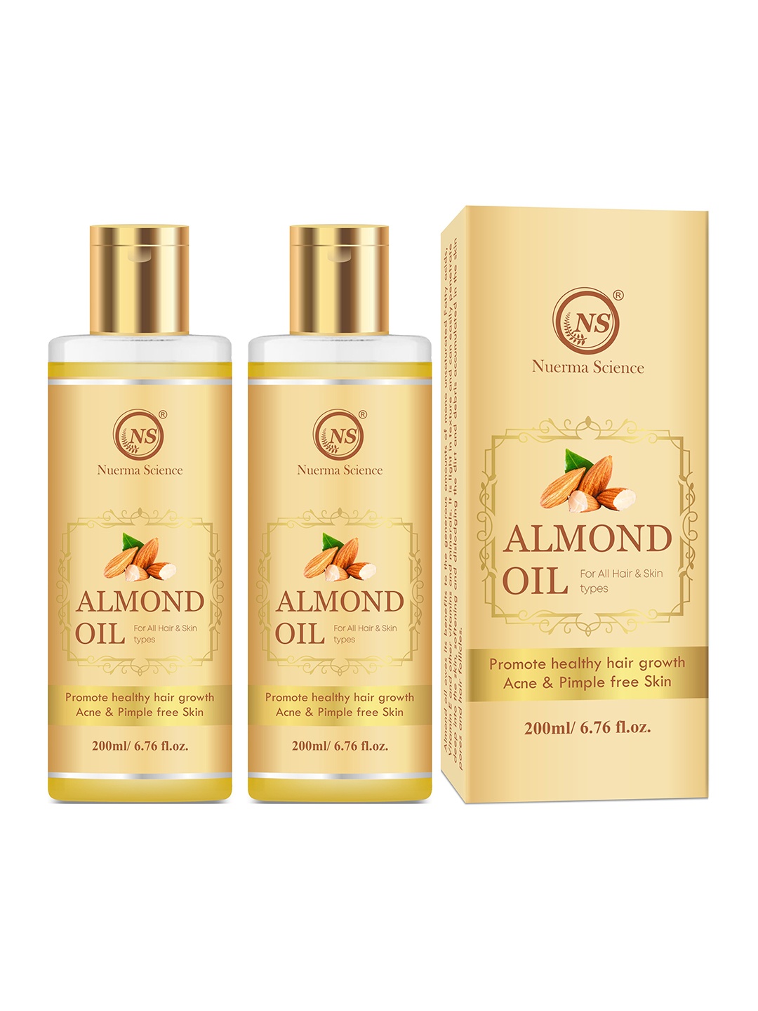 

Nuerma Science Set of 2 Almond Oil for Skin & Hair - 200ml Each, Beige