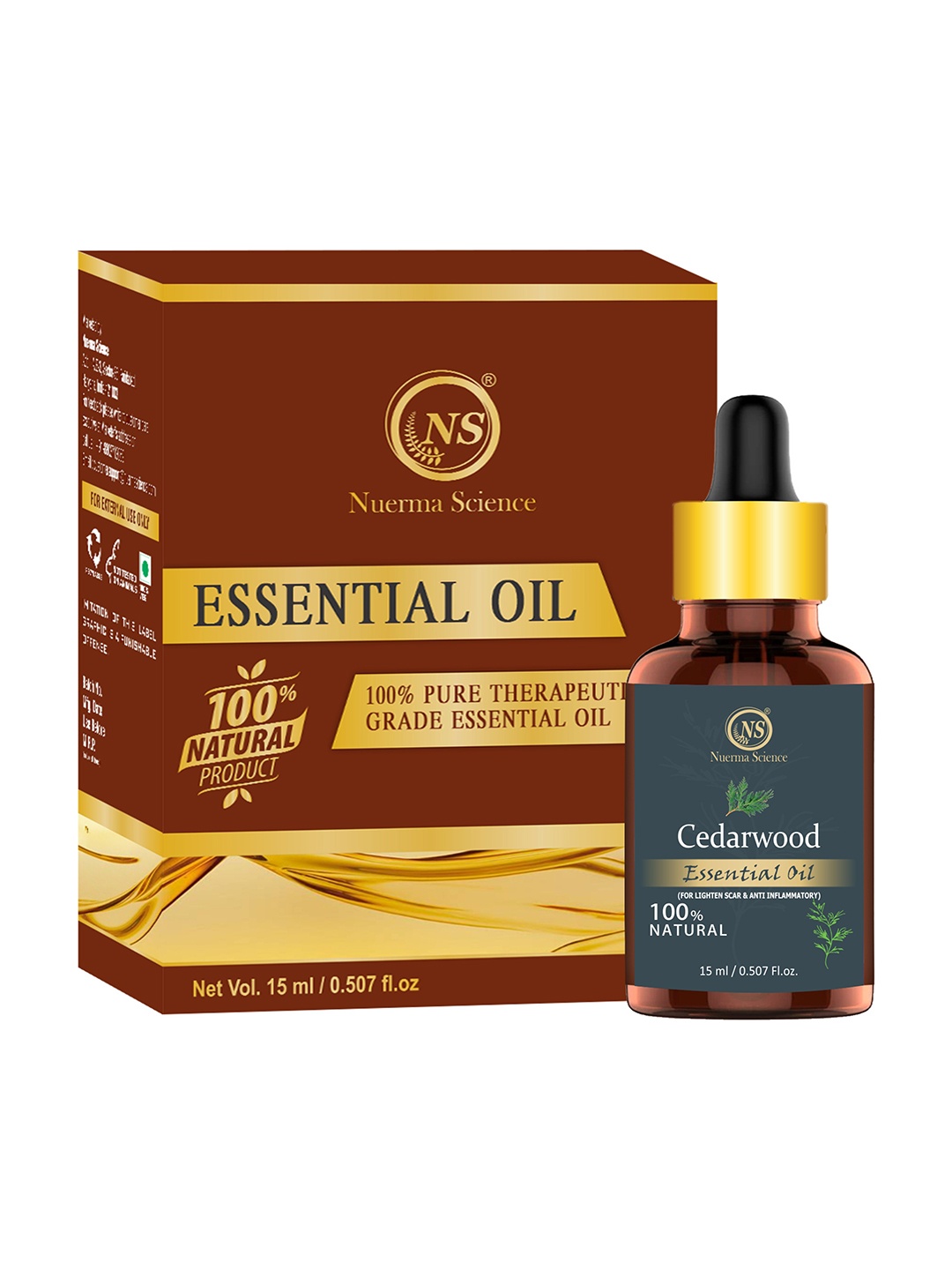 

Nuerma Science Cedarwood Pure Essential Oil for Lightening Scar & Anti Inflammation - 15ml, Red