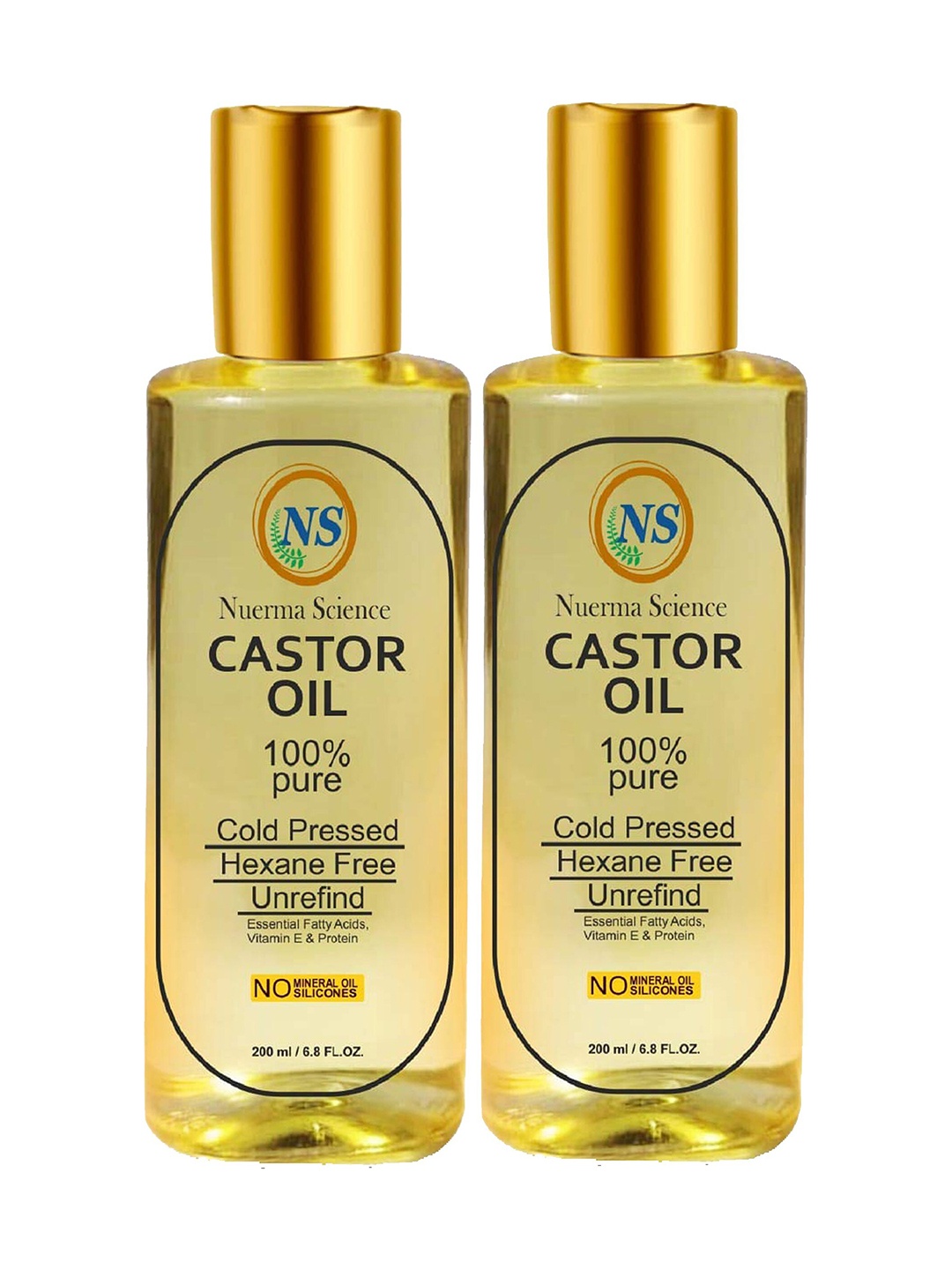 

Nuerma Science Set of 2 Cold Pressed Hexane Free Unrefined Castor Oil - 100ml Each, Yellow