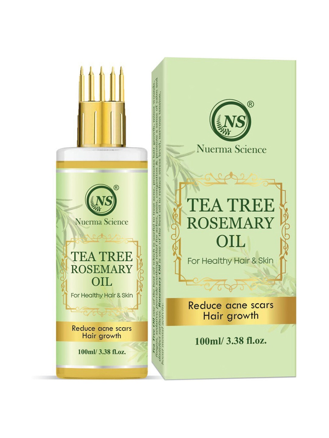 

Nuerma Science Tea Tree Rosemary Oil for Hair & Skin - 100ml, Green