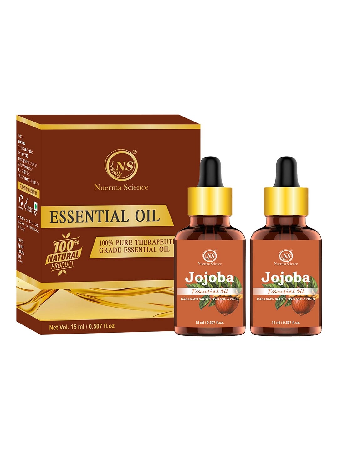 

Nuerma Science Set Of 2 Jojoba Essential Oil For Skin & Hair - 15ml Each, Brown