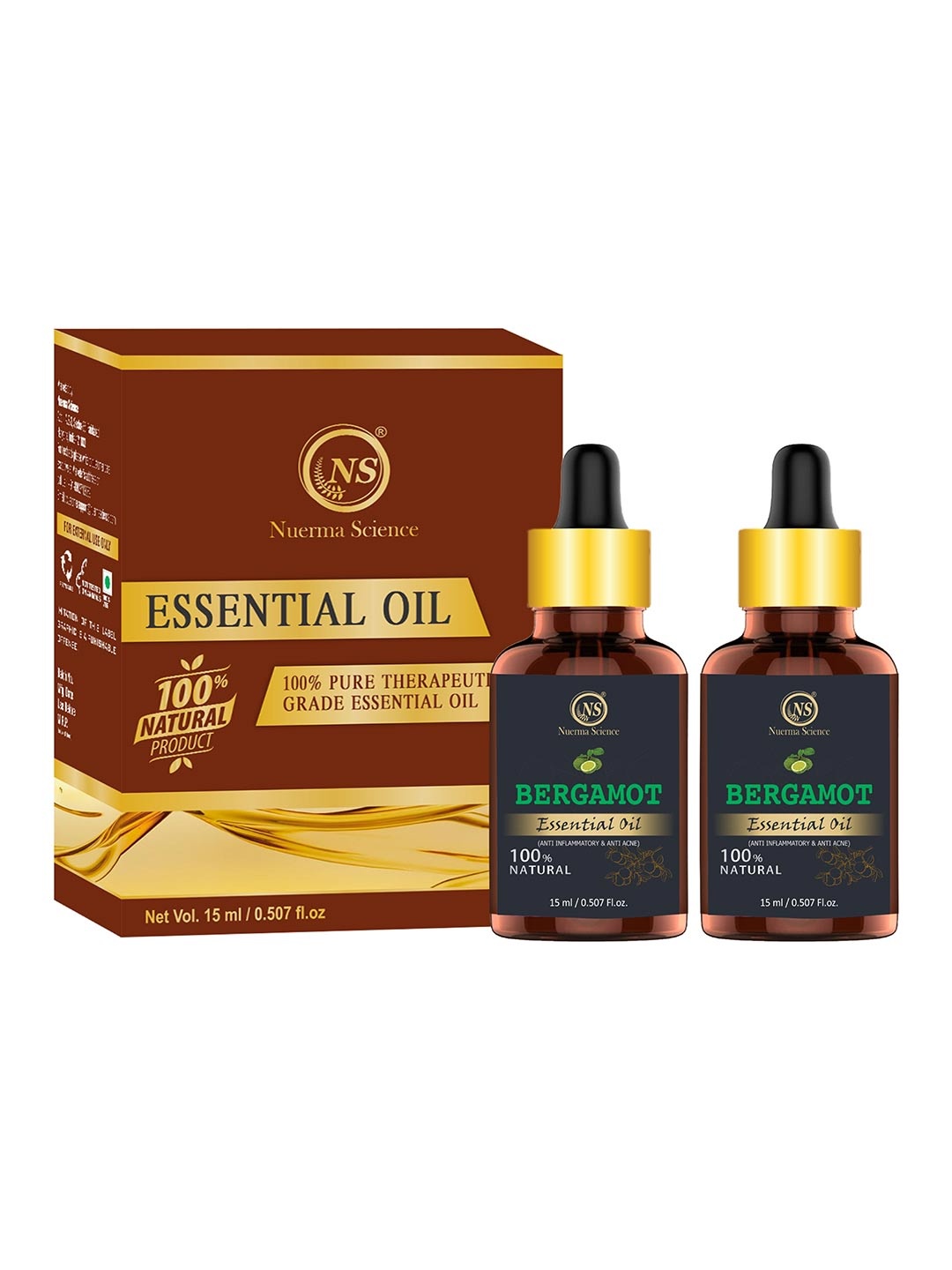 

Nuerma Science 2-Pcs Bergamot Essential Oil - 15ml, Grey