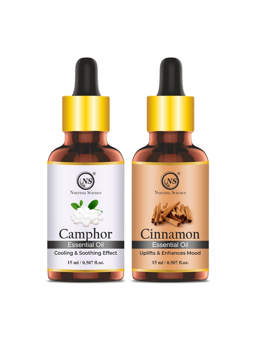 

Nuerma Science Set Of 2 Camphor & Cinnamon Essential Oil - 15ml Each, White