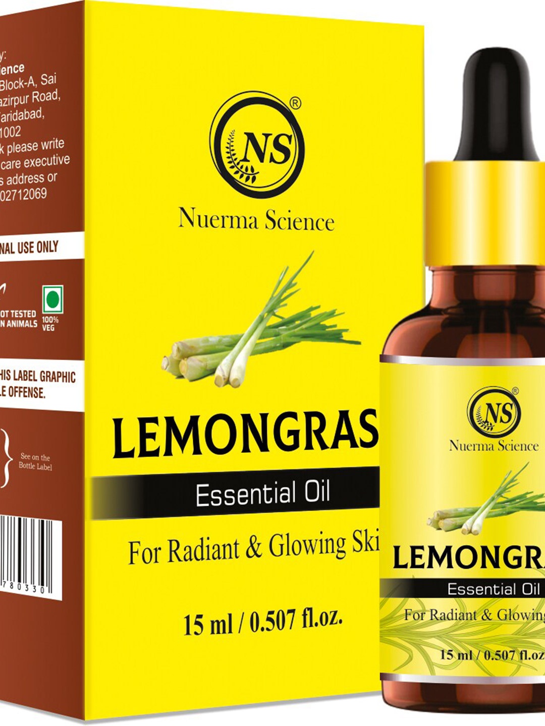 

Nuerma Science Lemongrass Essential Oil For Hair & Skin - 15ml, Yellow