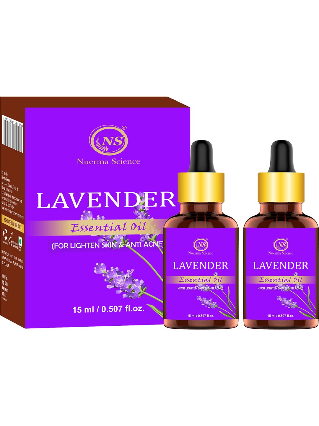 

Nuerma Science Set Of 2 Lavender Essential Oil For Lighten Skin & Acne - 15ml Each, Purple