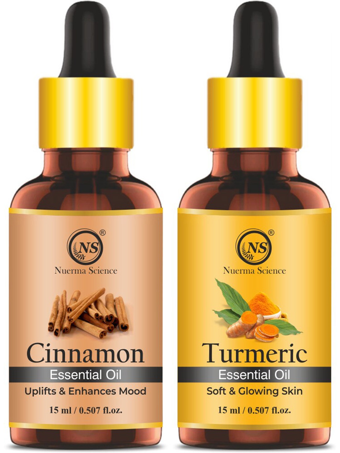 

Nuerma Science 2-Pcs Cinnamon & Turmeric Essential Oil - 15ml Each, Beige