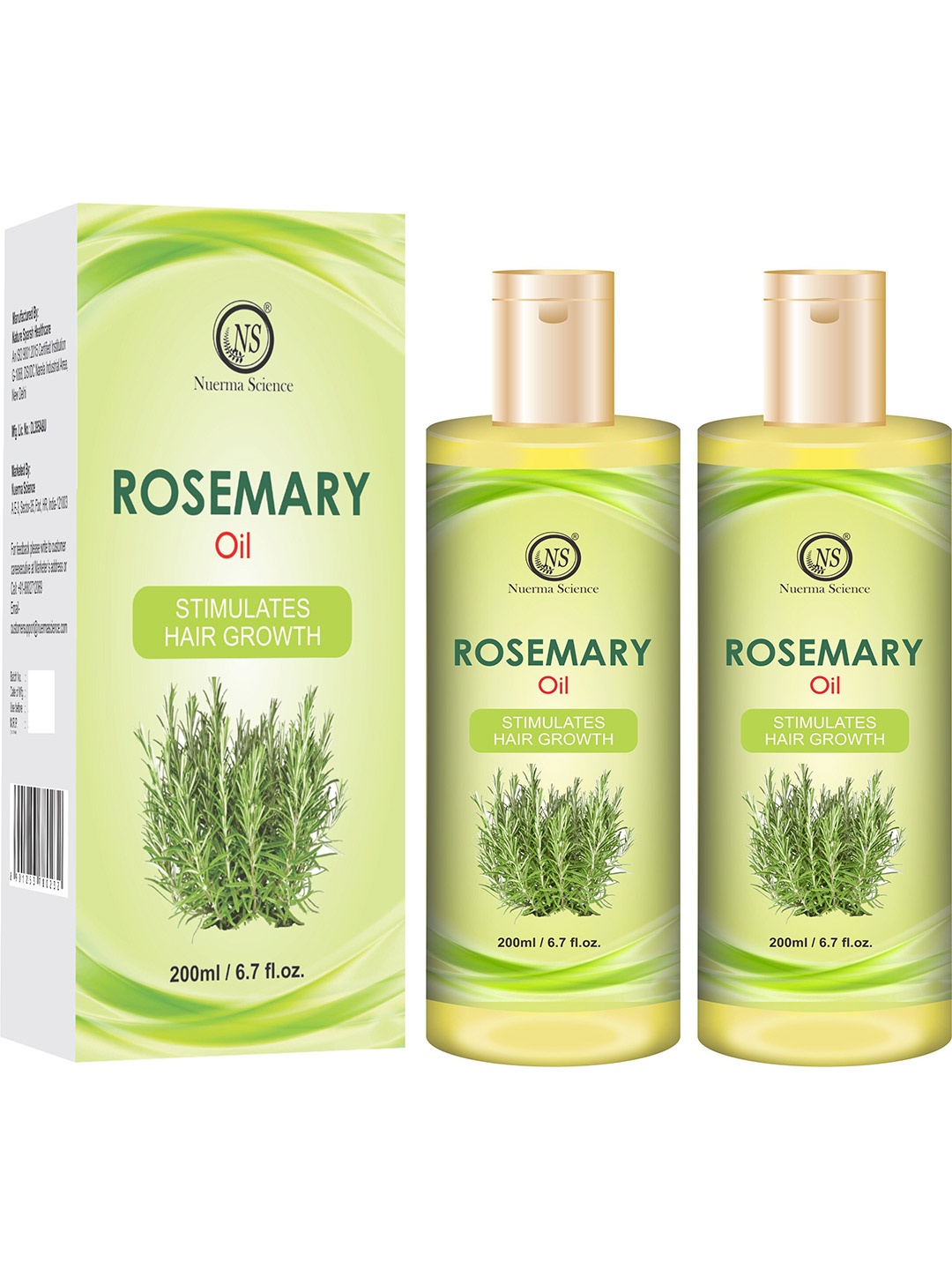 

Nuerma Science Set Of 2 Rosemary Oil For Hair & Skin - 200ml Each, Green