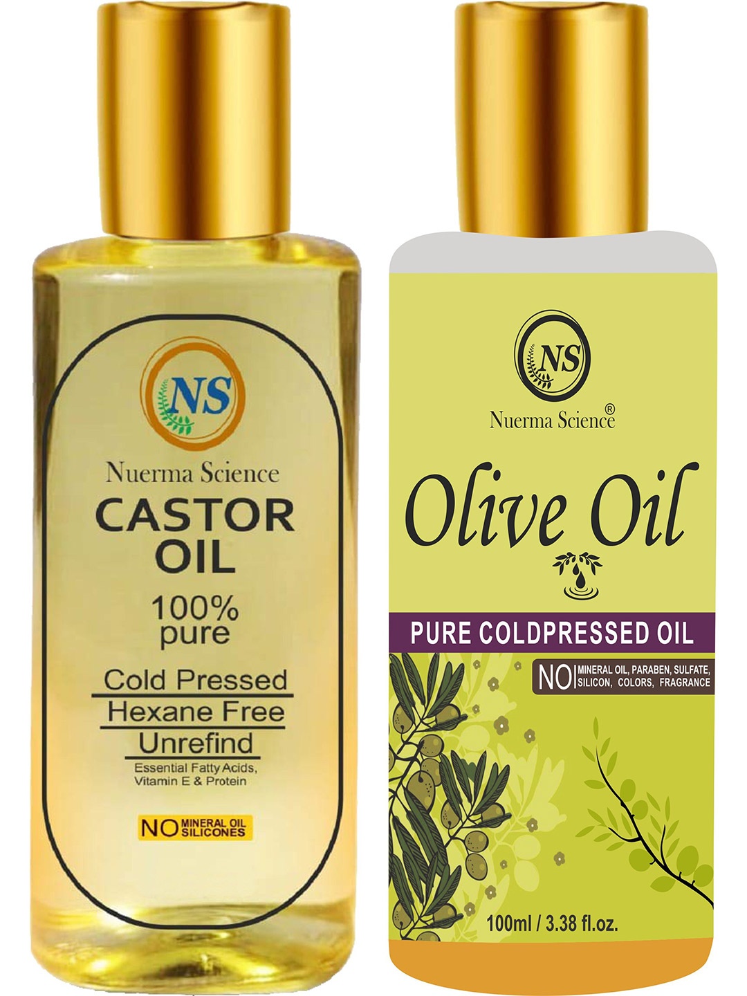 

Nuerma Science 2-Pcs Castor & Olive Oil For Growth - 100ml Each, Na