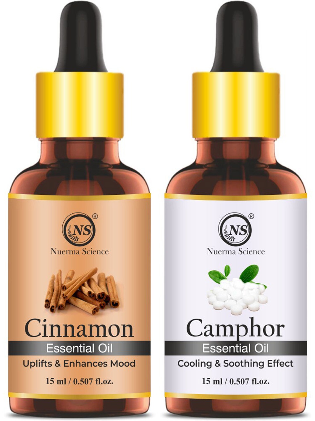 

Nuerma Science Set of Cinnamon & Camphor Essential Oil - 15 ml Each, White