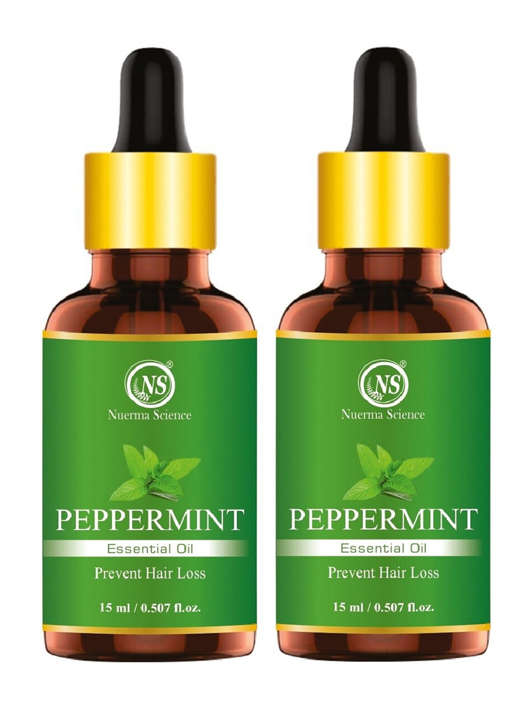 

Nuerma Science Set of 2 Peppermint Essential Oil to Prevent Hair Loss - 15ml Each, Green