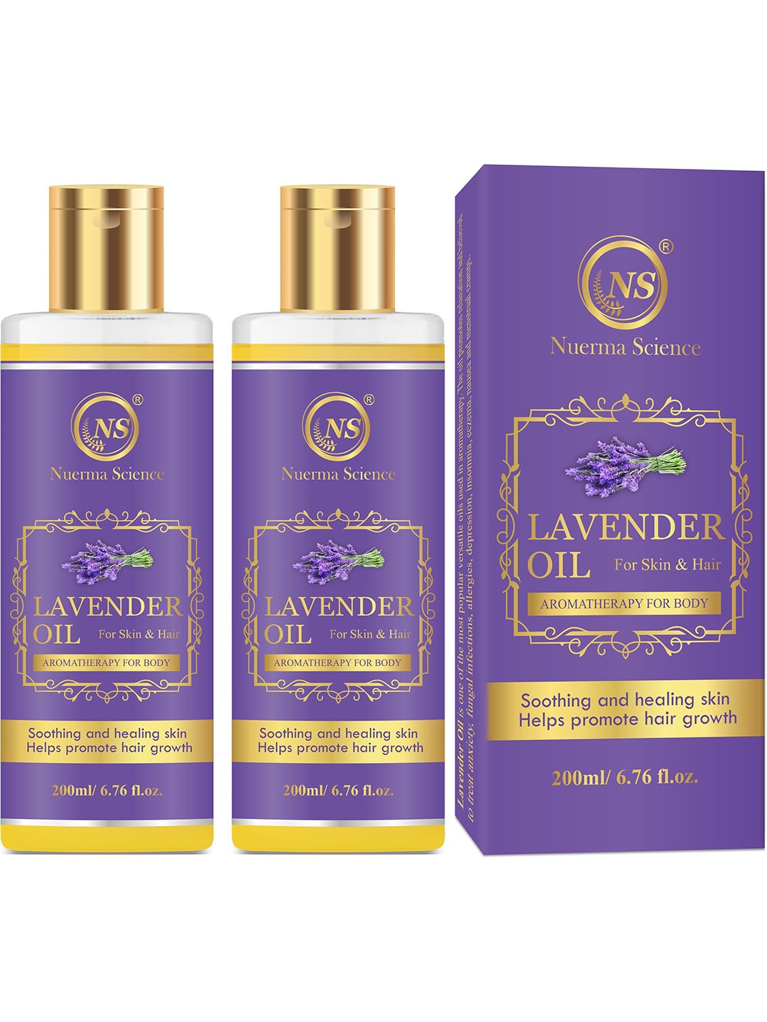 

Nuerma Science Set Of 2 Lavender Oil For Skin & Hair - 200ml Each, Purple