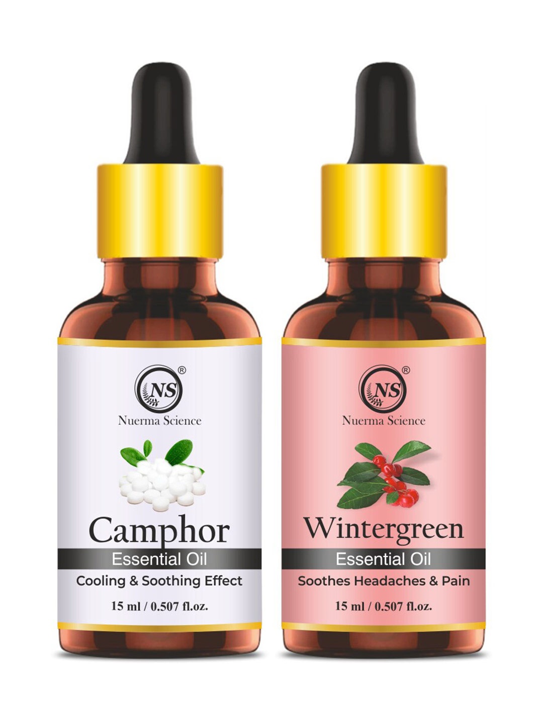 

Nuerma Science Set of Camphor & Wintergreen Therapeutic Grade Essential Oil - 15 ml each, White