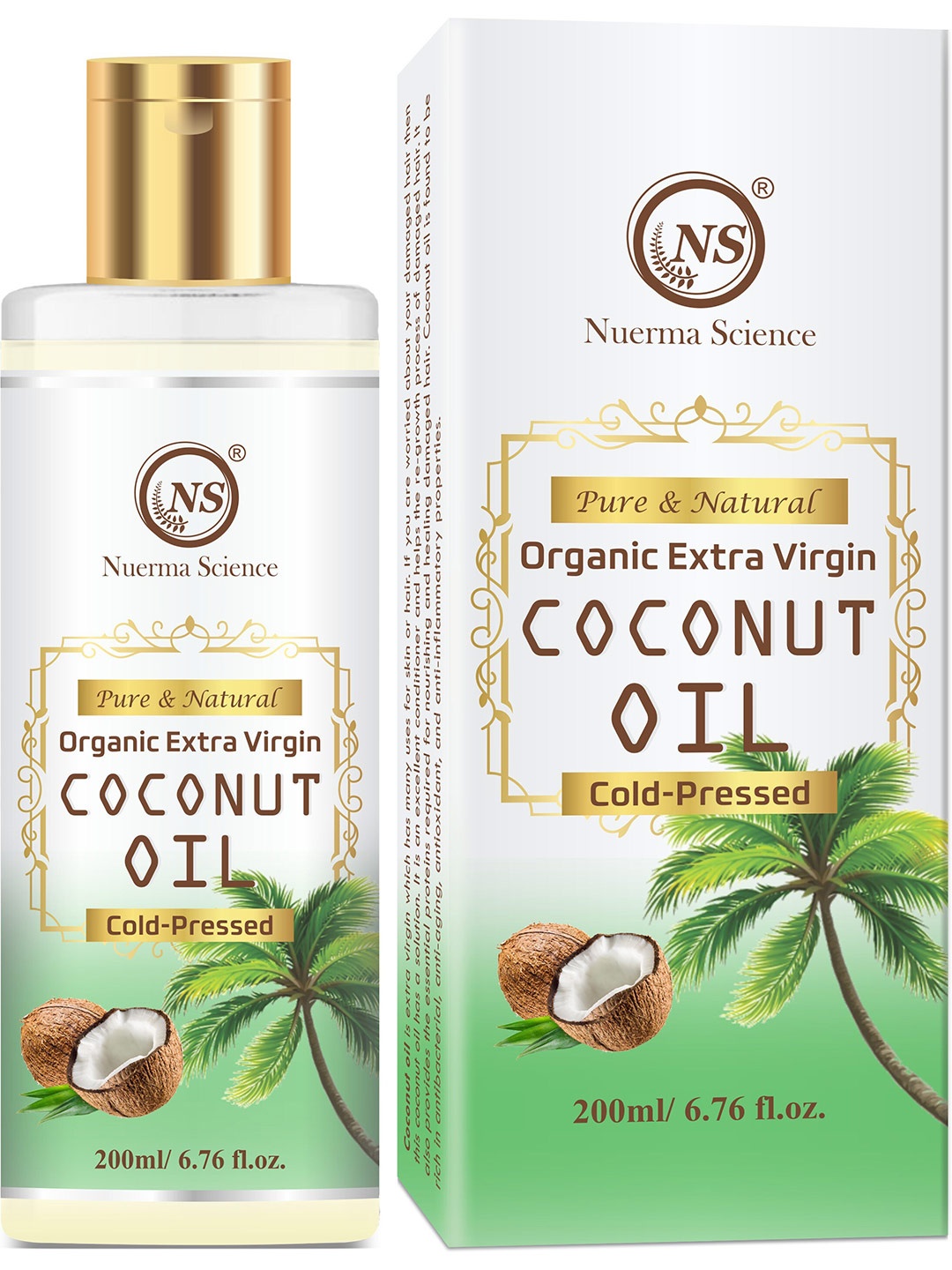 

Nuerma Science Pure & Natural Organic Extra Virgin Cold Pressed Coconut Oil - 200ml, White