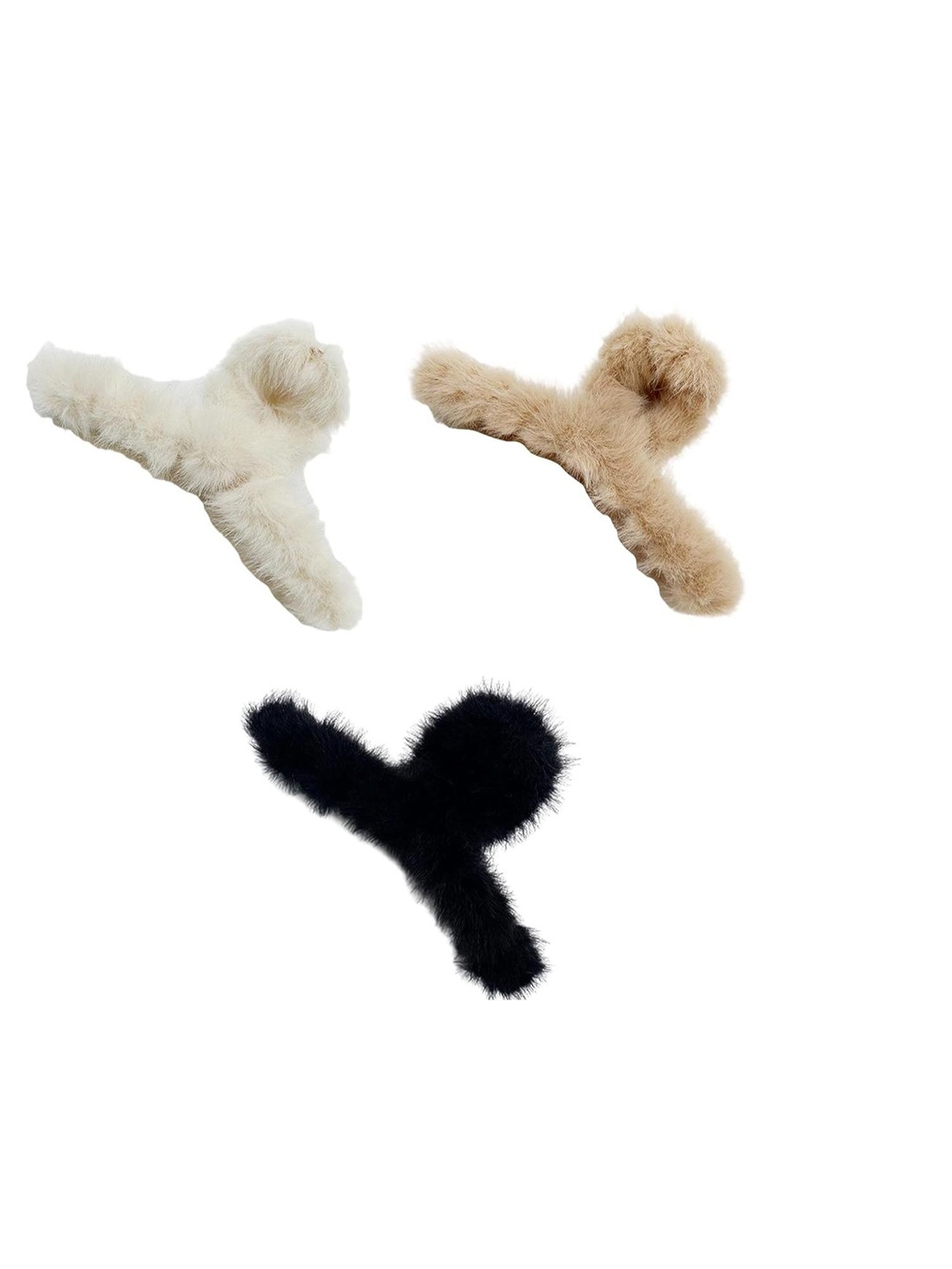 

DN Creation Women Assorted Set of 3 Fur Claw Clip