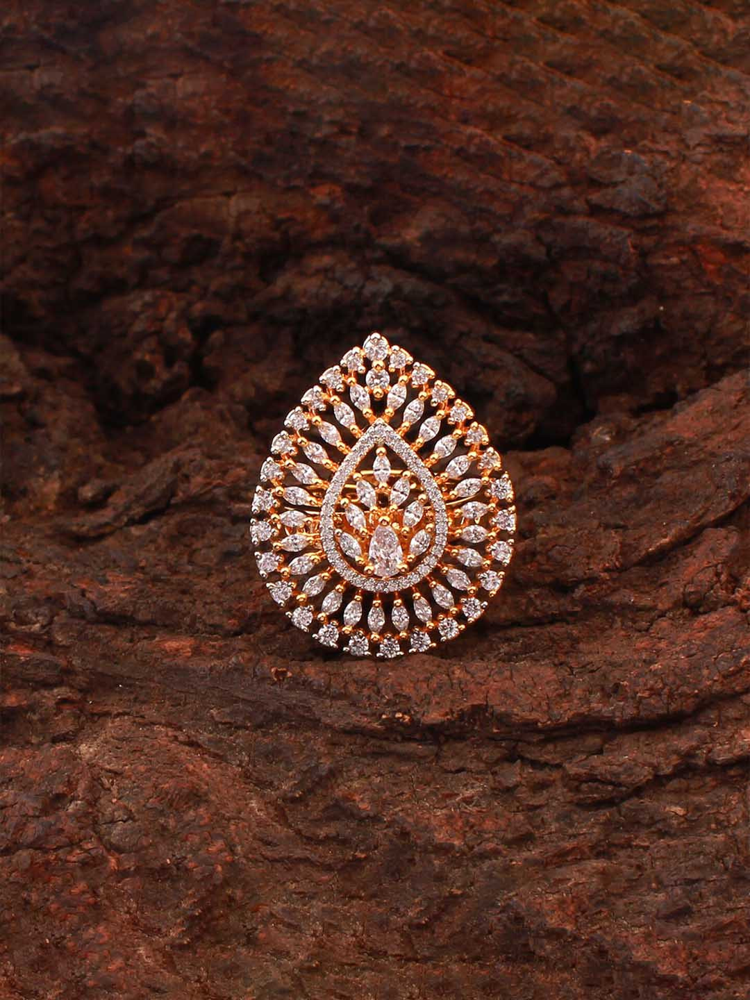 

Mirana Gold-Plated CZ-Studded Finger Ring