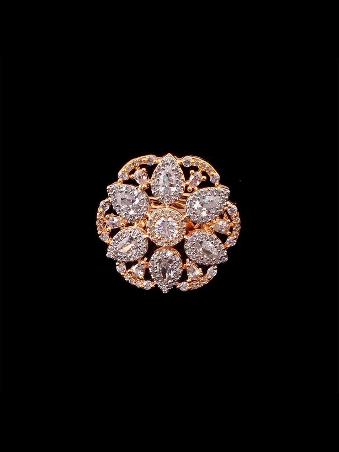 

Mirana Gold-Plated Cubic Zirconia Studded Finger Ring