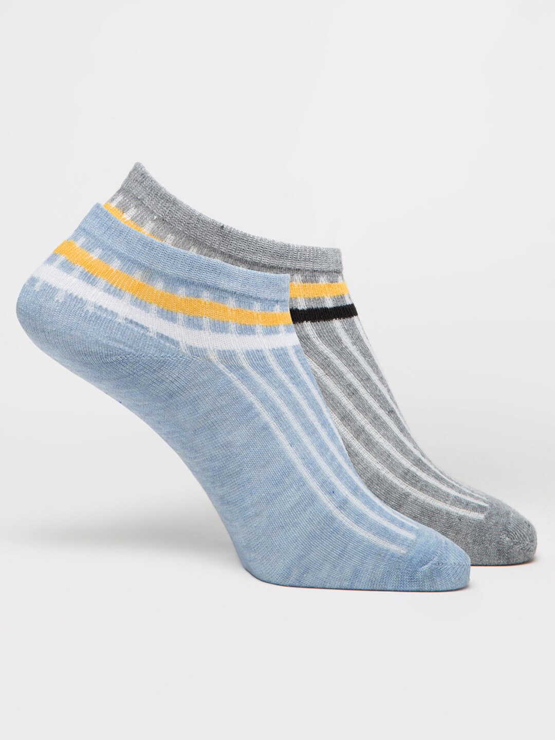 

J Style Women Pack Of 2 Patterned Liners Socks, Blue