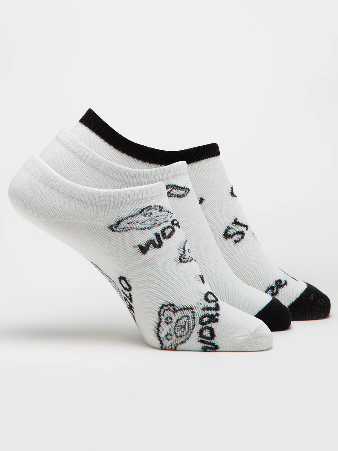 

J Style Women Pack Of 3 Striped Shoe Liners, White