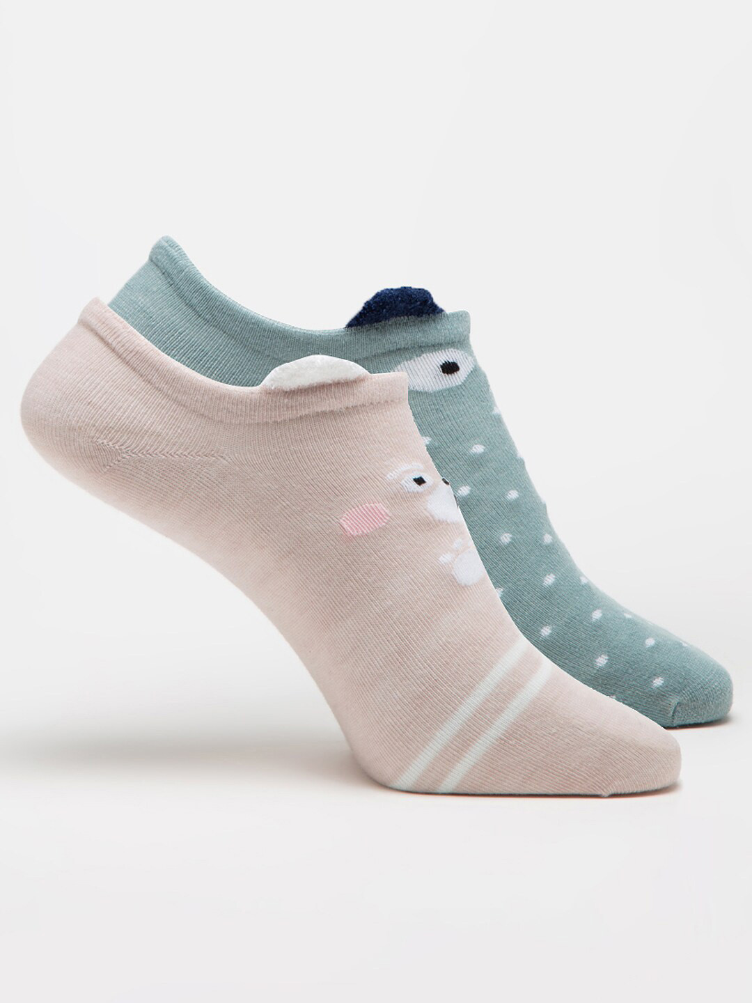 

J Style Women Pack Of 2 Patterned Ankle Length Socks, Pink