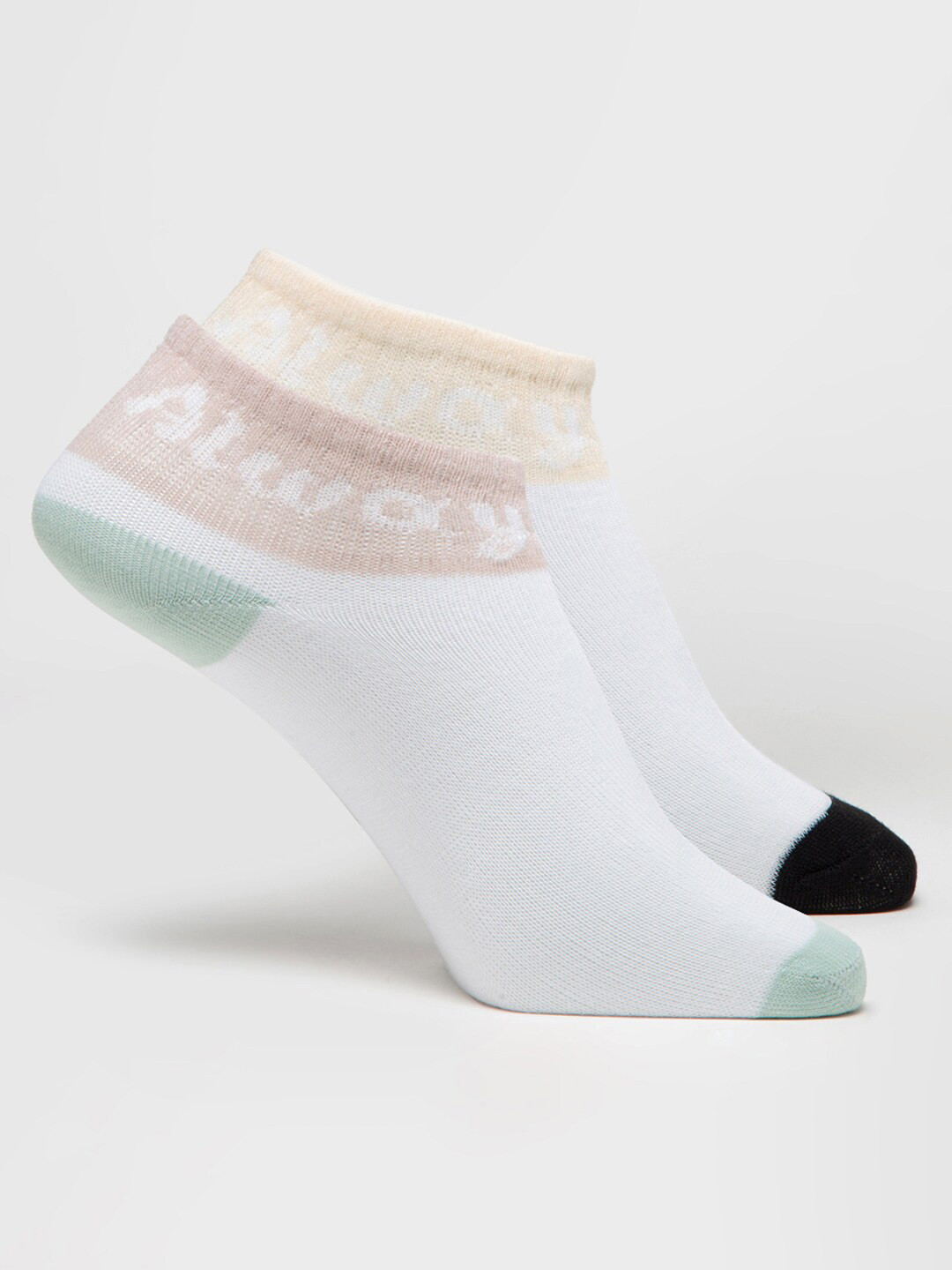 

J Style Women Pack Of 2 Patterned Ankle Length Socks, White