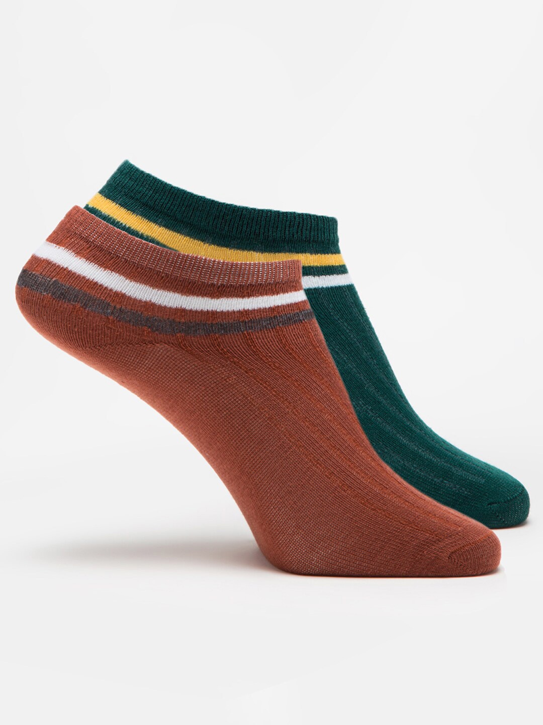 

J Style Women Pack Of 2 Patterned Shoe Liners Socks, Brown