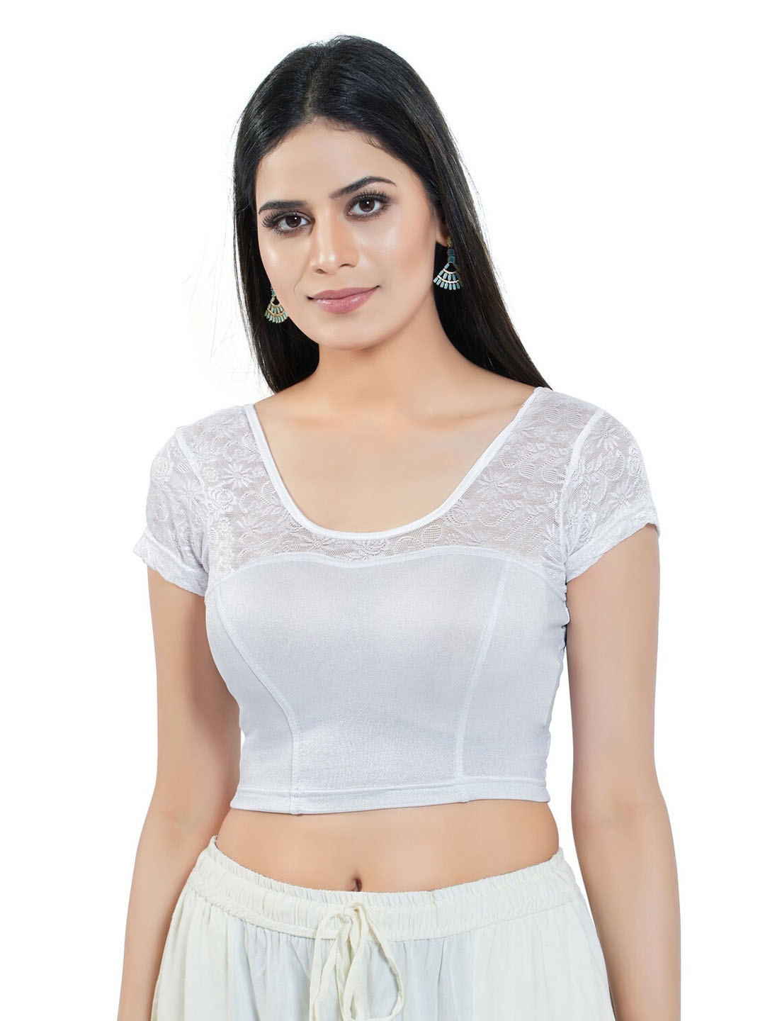 

SALWAR STUDIO Cotton Stretchable Slip On Saree Blouse, Silver