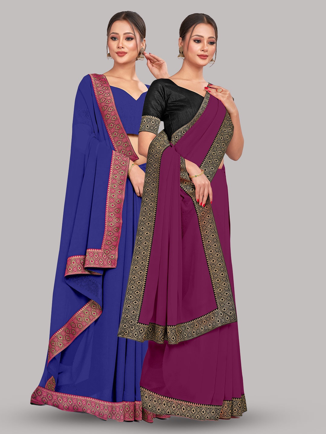 

CastilloFab Woven Design Pure Georgette Zari Saree, Blue