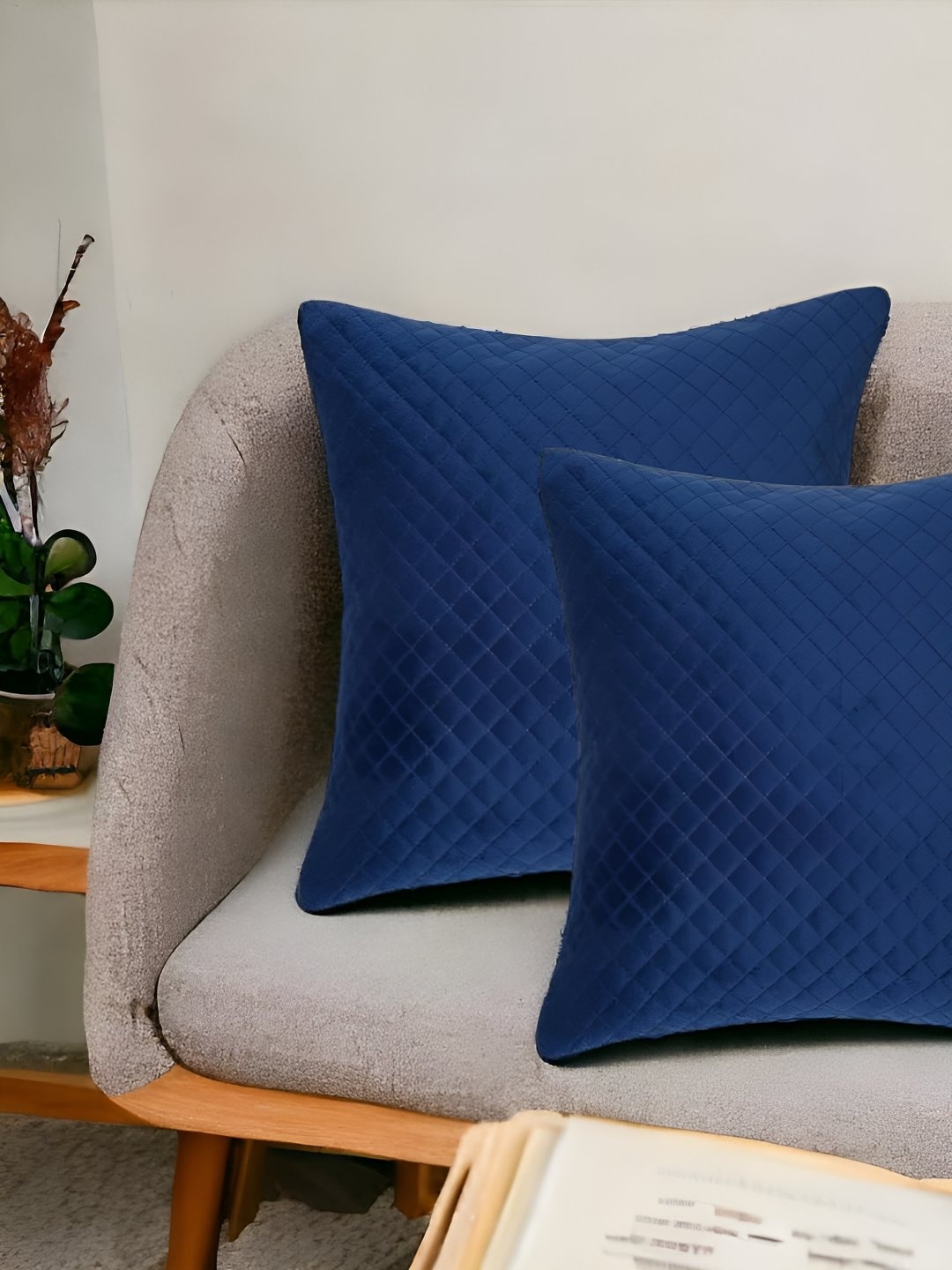 

CASA-NEST Blue 2 Pieces Geometric Textured Square Cushion Covers