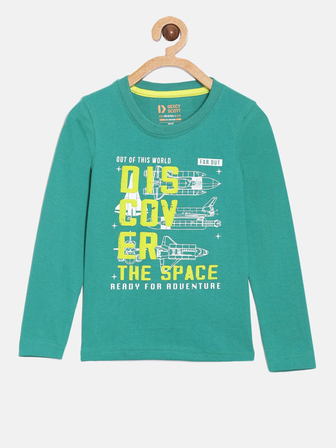 

DIXCY SCOTT Boys Typography Printed With Round Neck Full Sleeves Tshirt, Green