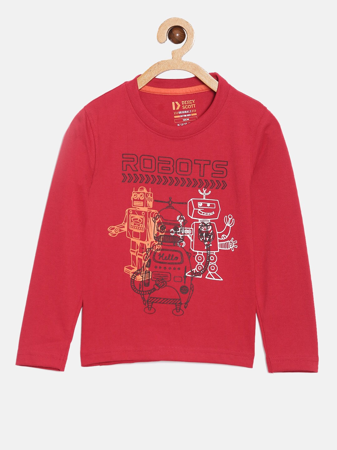 

DIXCY SCOTT Boys Typography Printed With Round Neck Full Sleeves Tshirt, Red