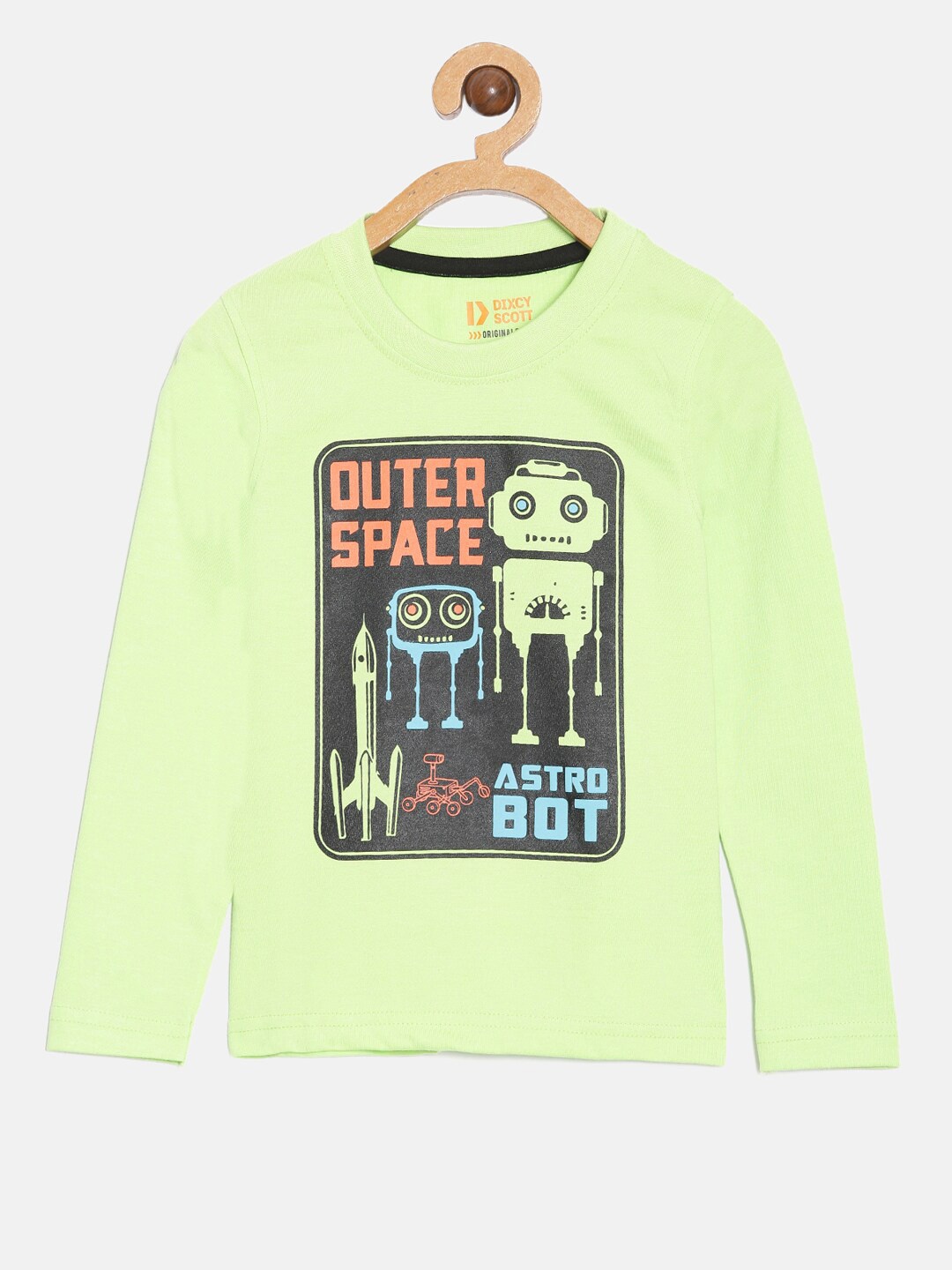 

DIXCY SCOTT Boys Typography Printed With Round Neck Full Sleeves Tshirt, Green