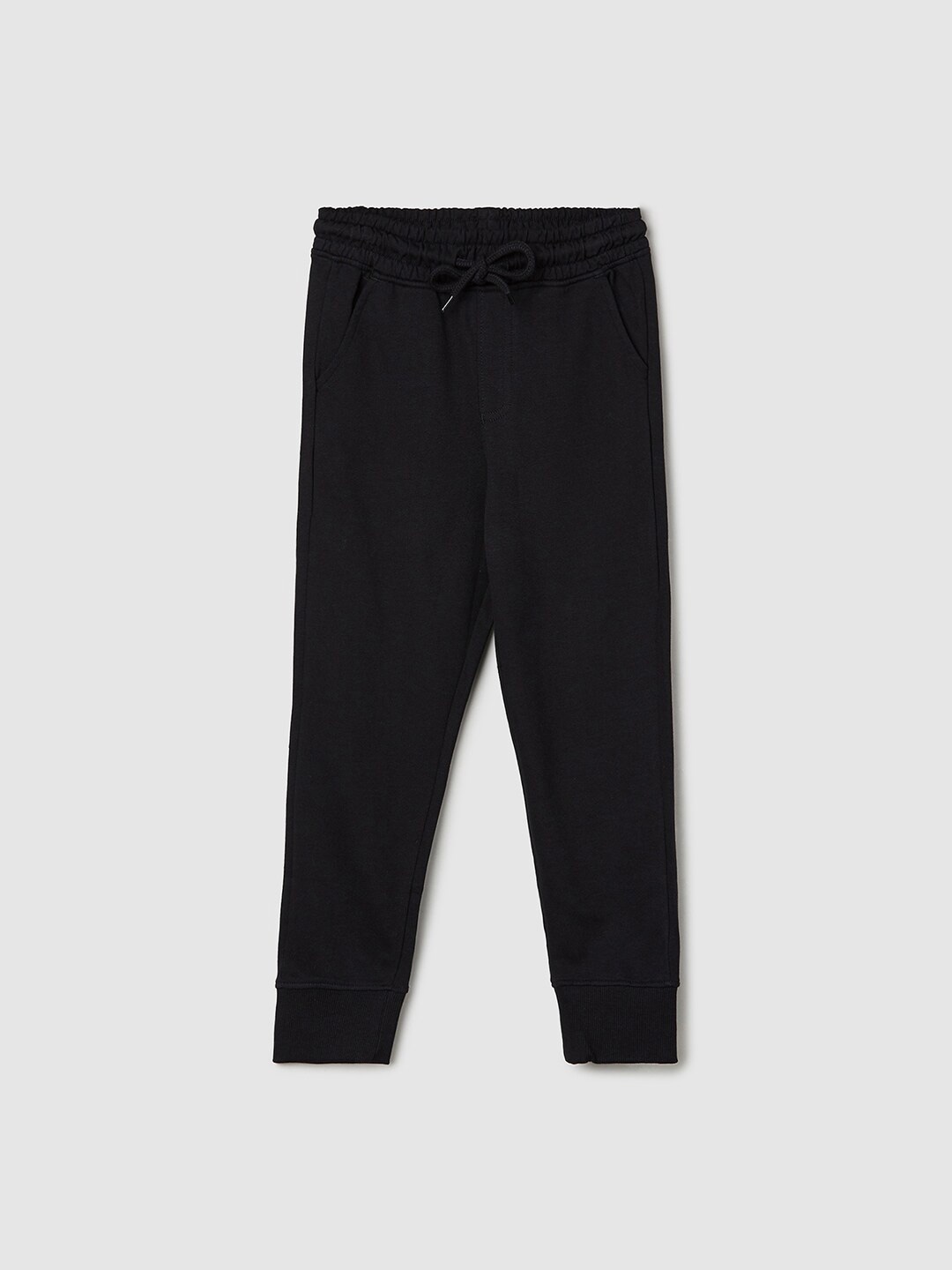 

max Boys Cotton Mid-Rise Joggers, Black