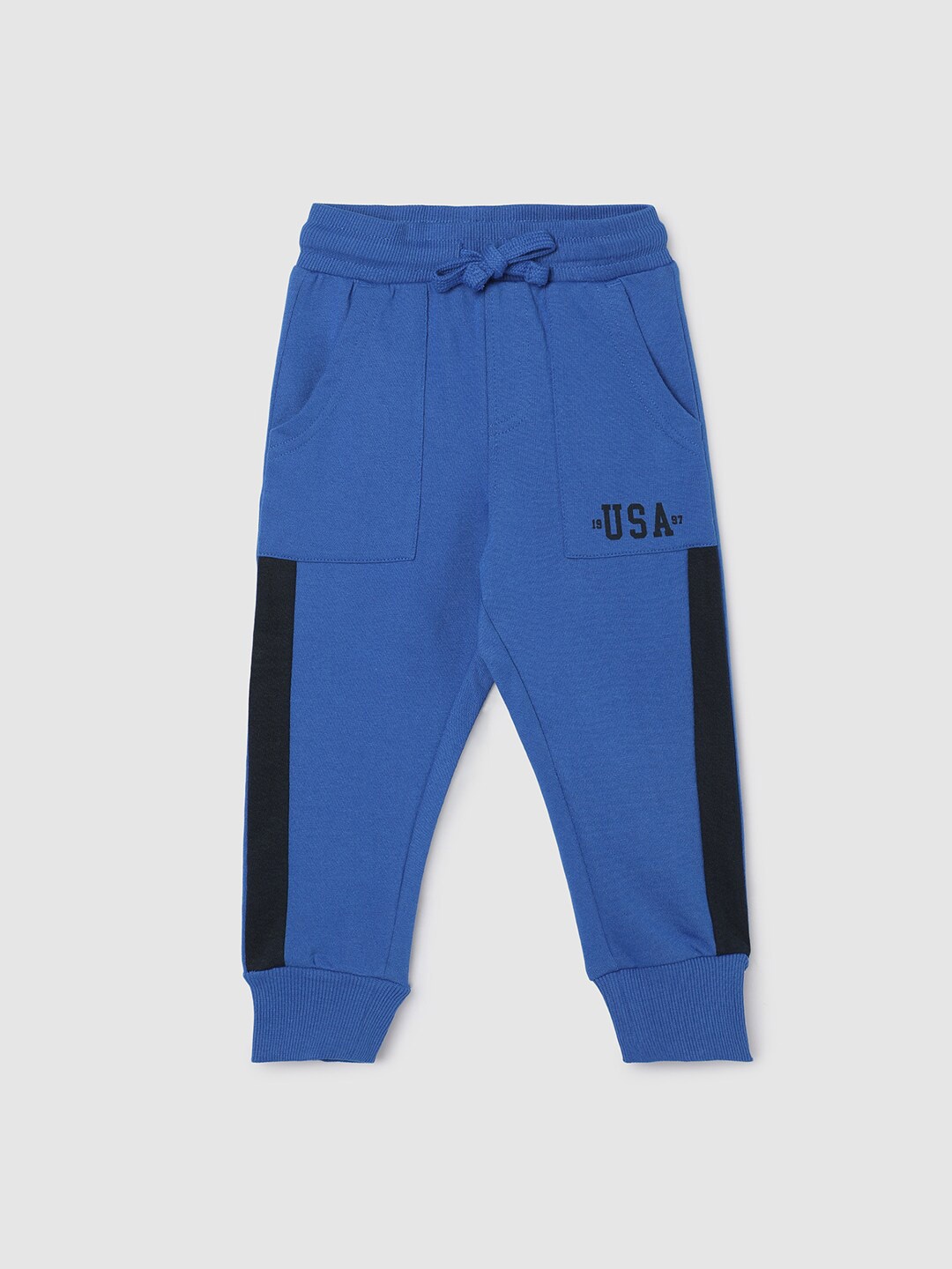 

max Boys Colourblocked Pure Cotton Joggers, Blue
