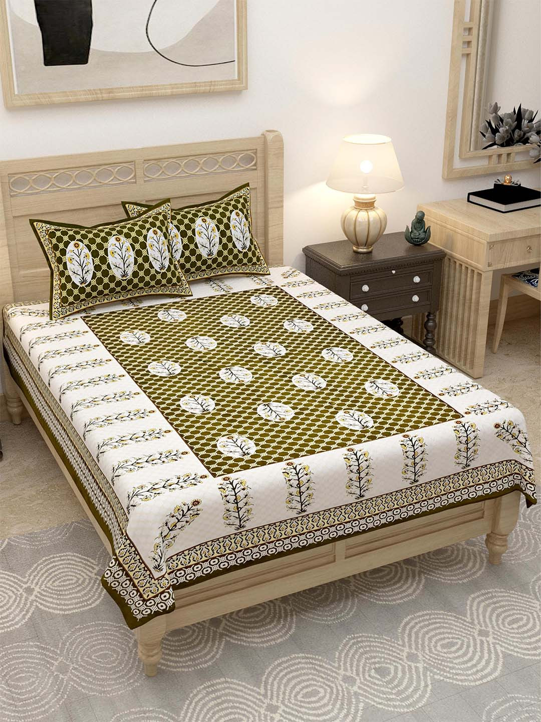 

Lali Prints Green & White Floral 144 TC Single Bedsheet with 2 Pillow Covers