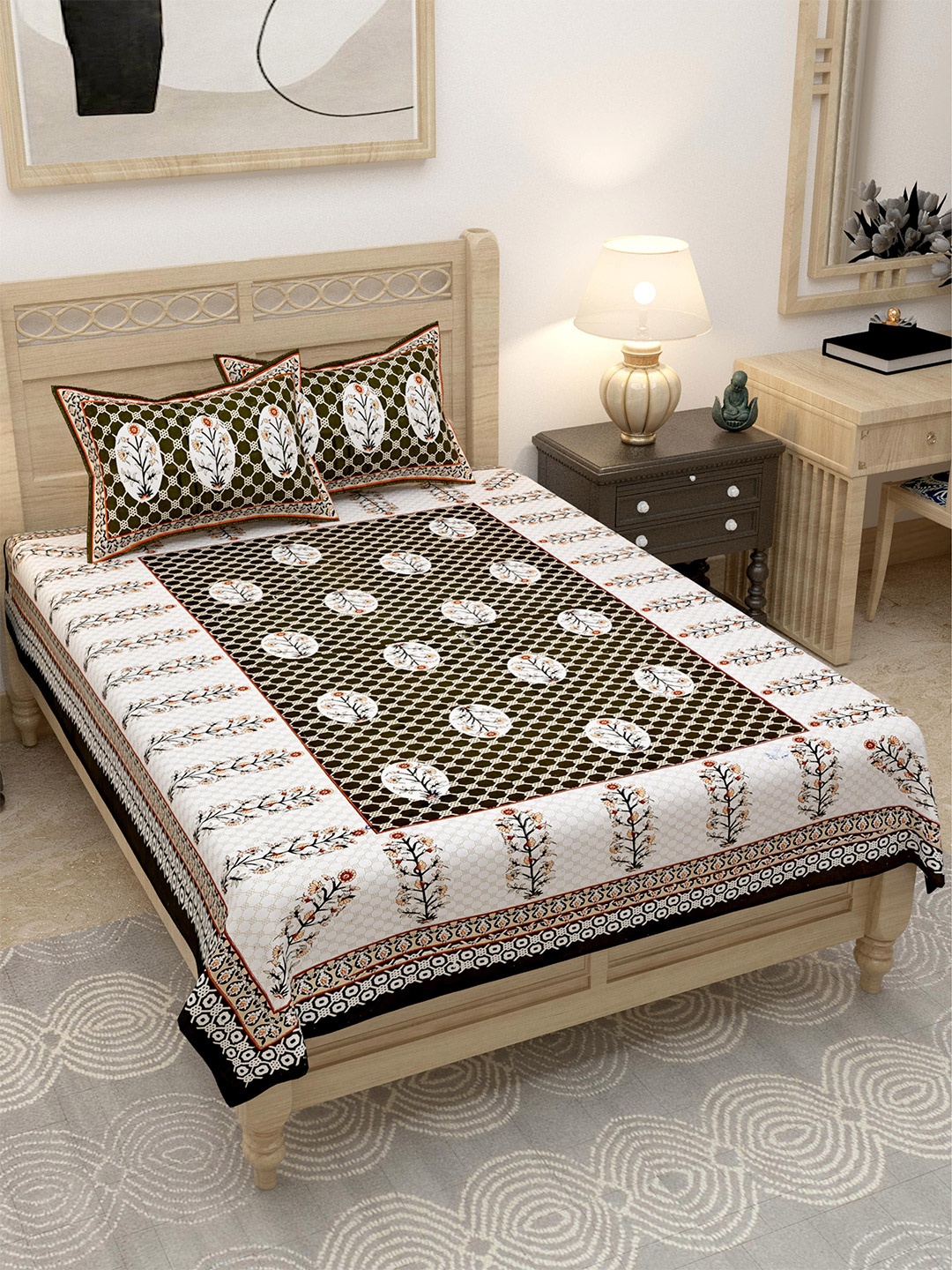 

Lali Prints Grey & White Floral 144 TC Single Bedsheet with 2 Pillow Covers