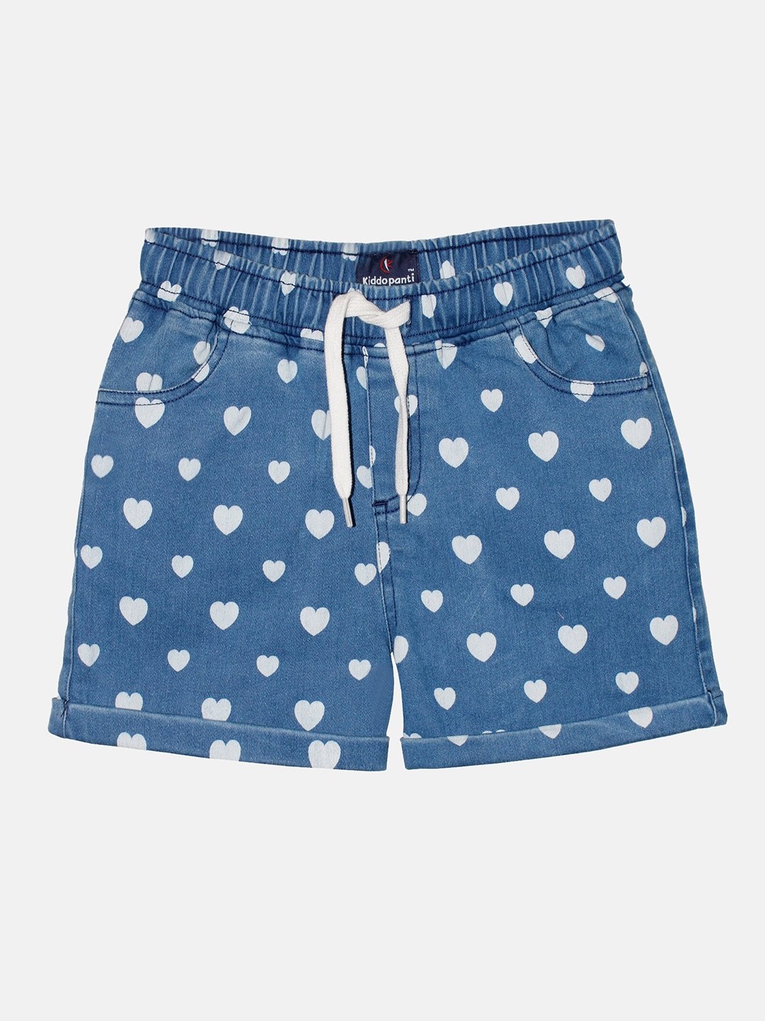 

KiddoPanti Girls Mid-Rise Printed Denim Hot Pants, Blue