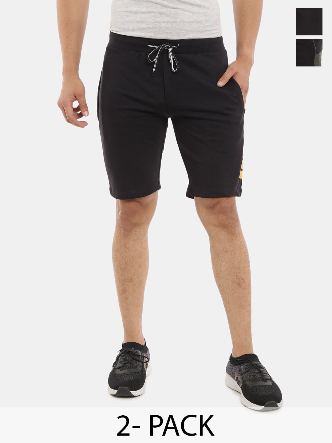 

V-Mart Men Pack Of 2 Mid-Rise Cotton Shorts, Black