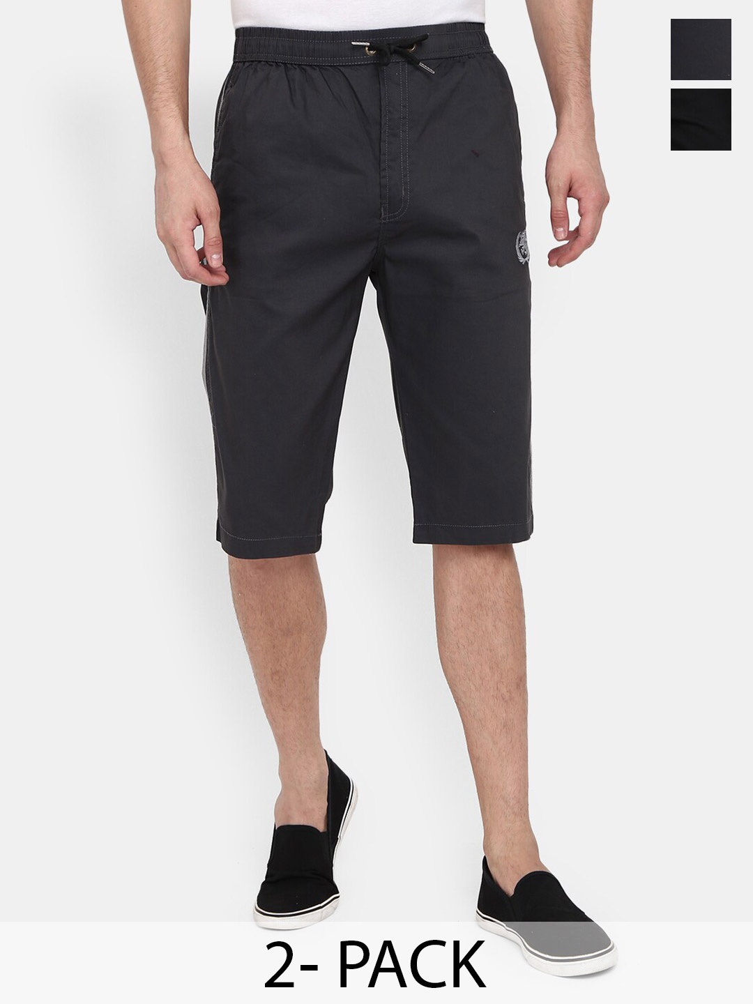 

V-Mart Men Pack of 2 Cotton Shorts, Grey