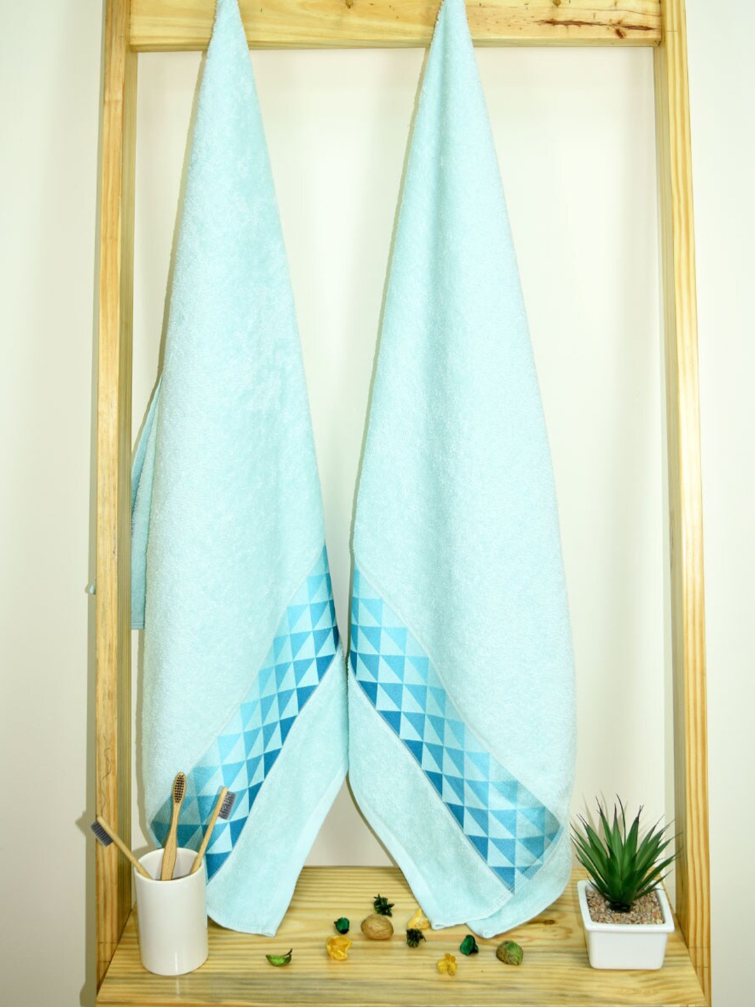 

Aura Art Gallary Turquoise Blue 2 Pieces Cotton 380 GSM Bath Towels