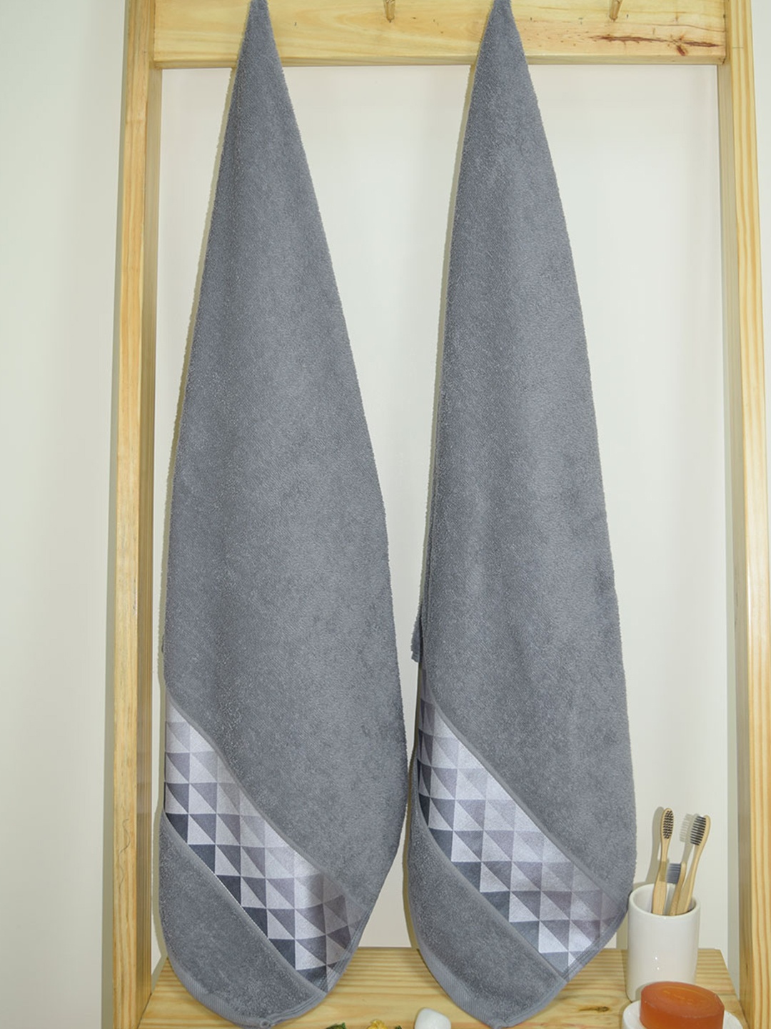 

Aura Art Gallary Grey 2 Pieces Cotton 380 GSM Bath Towels