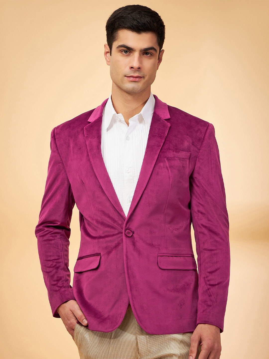 

DENNISON Men Single Breasted Blazer, Maroon