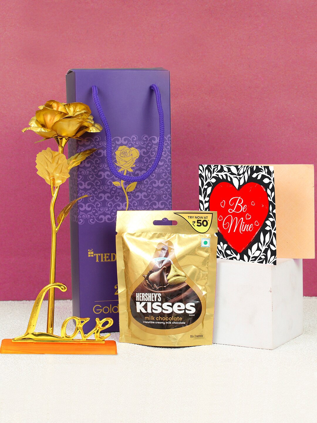 

TIED RIBBONS Gift for Husband Wife Girlfriend Boyfriend Chocolates Combo, Gold