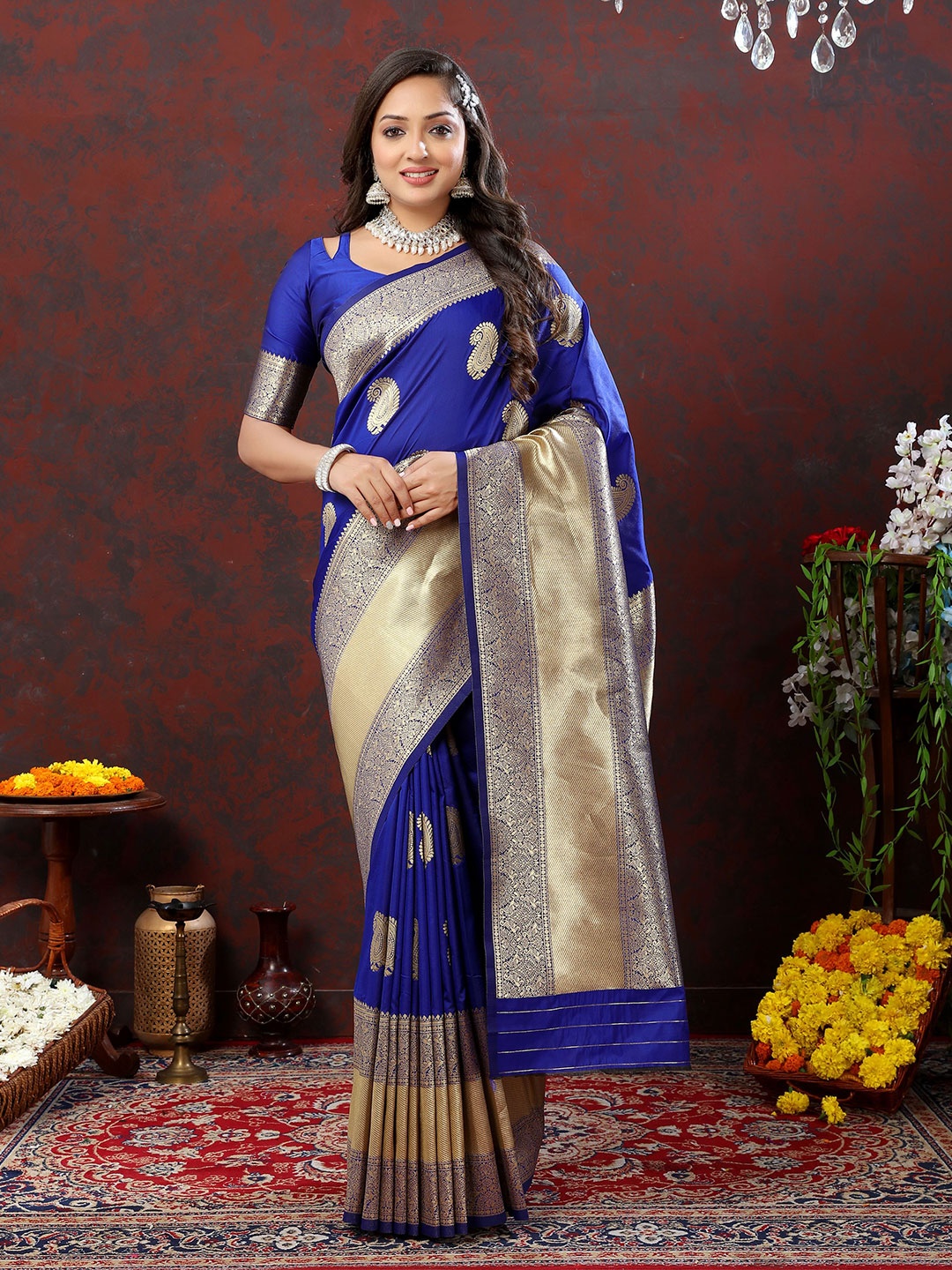 

NIWAA Paisley Zari Banarasi Saree, Blue