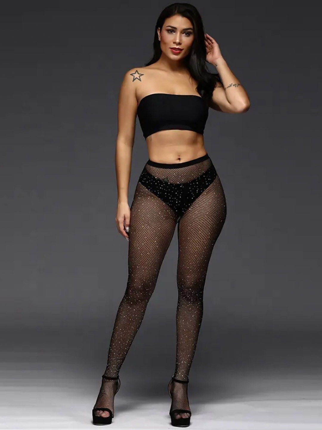 

FIMBUL Self Design Fishnet Stockings, Black