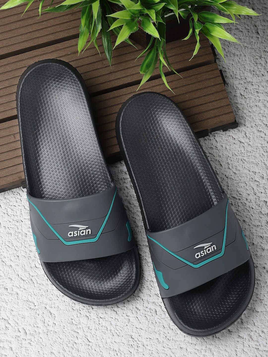 

ASIAN Men Printed Sliders, Grey