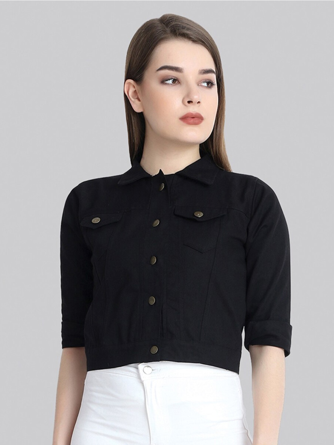 

BUY NEW TREND Lightweight Crop Denim Jacket, Black