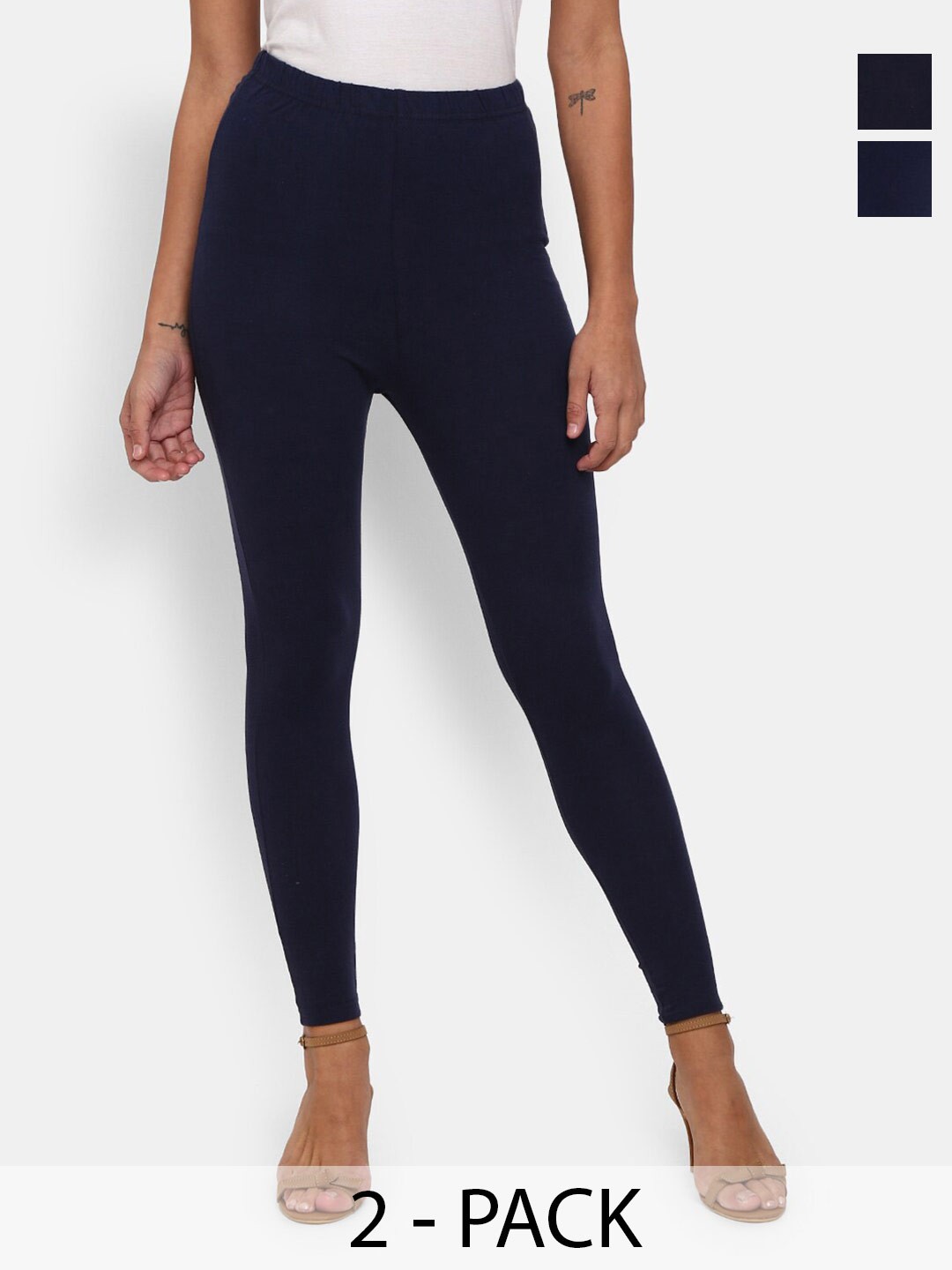 

V-Mart Pack Of 2 Ankle-Length Leggings, Navy blue
