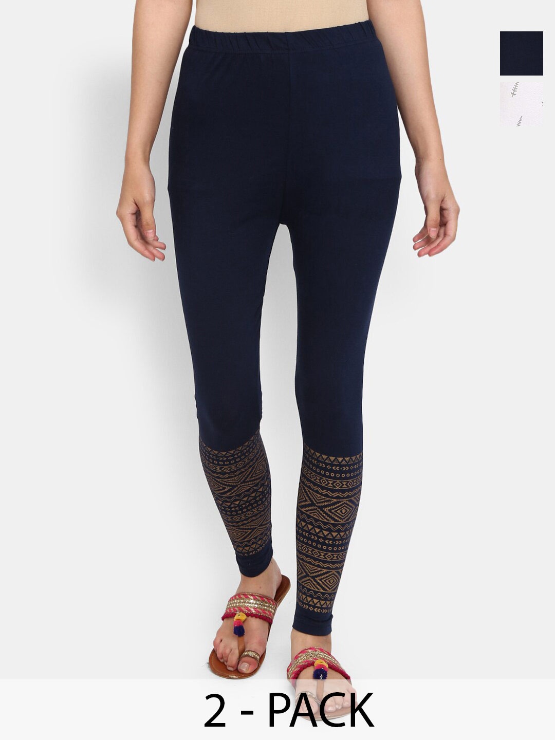 

V-Mart Pack Of 2 Ankle-Length Leggings, Navy blue