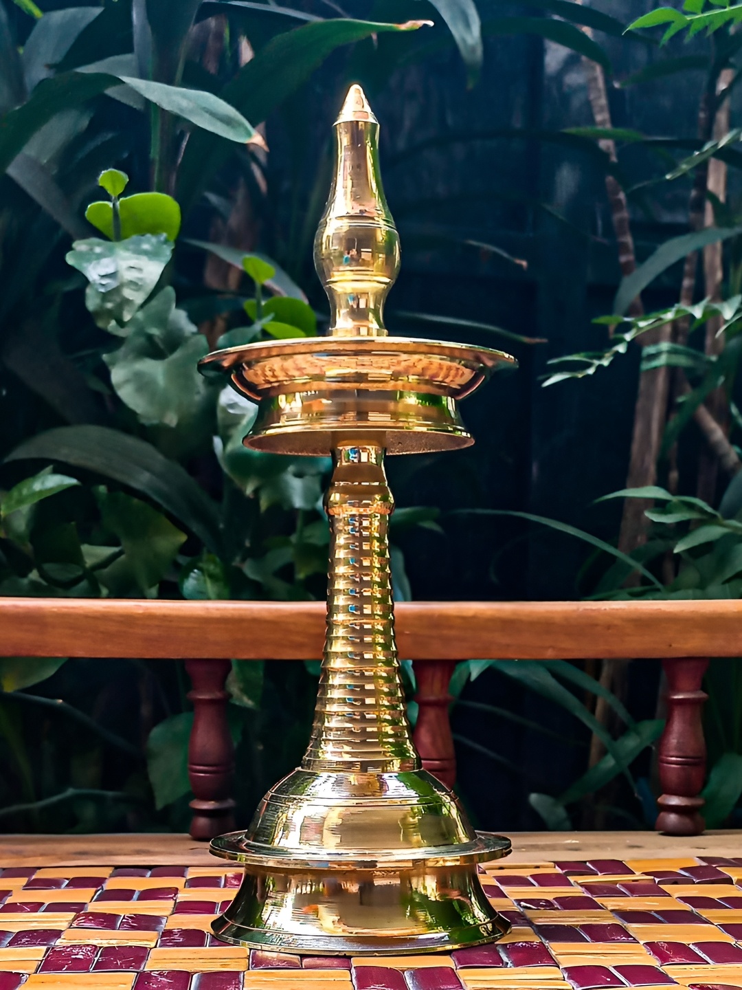 

INDIA MEETS INDIA Gold Toned Textured Brass Diya